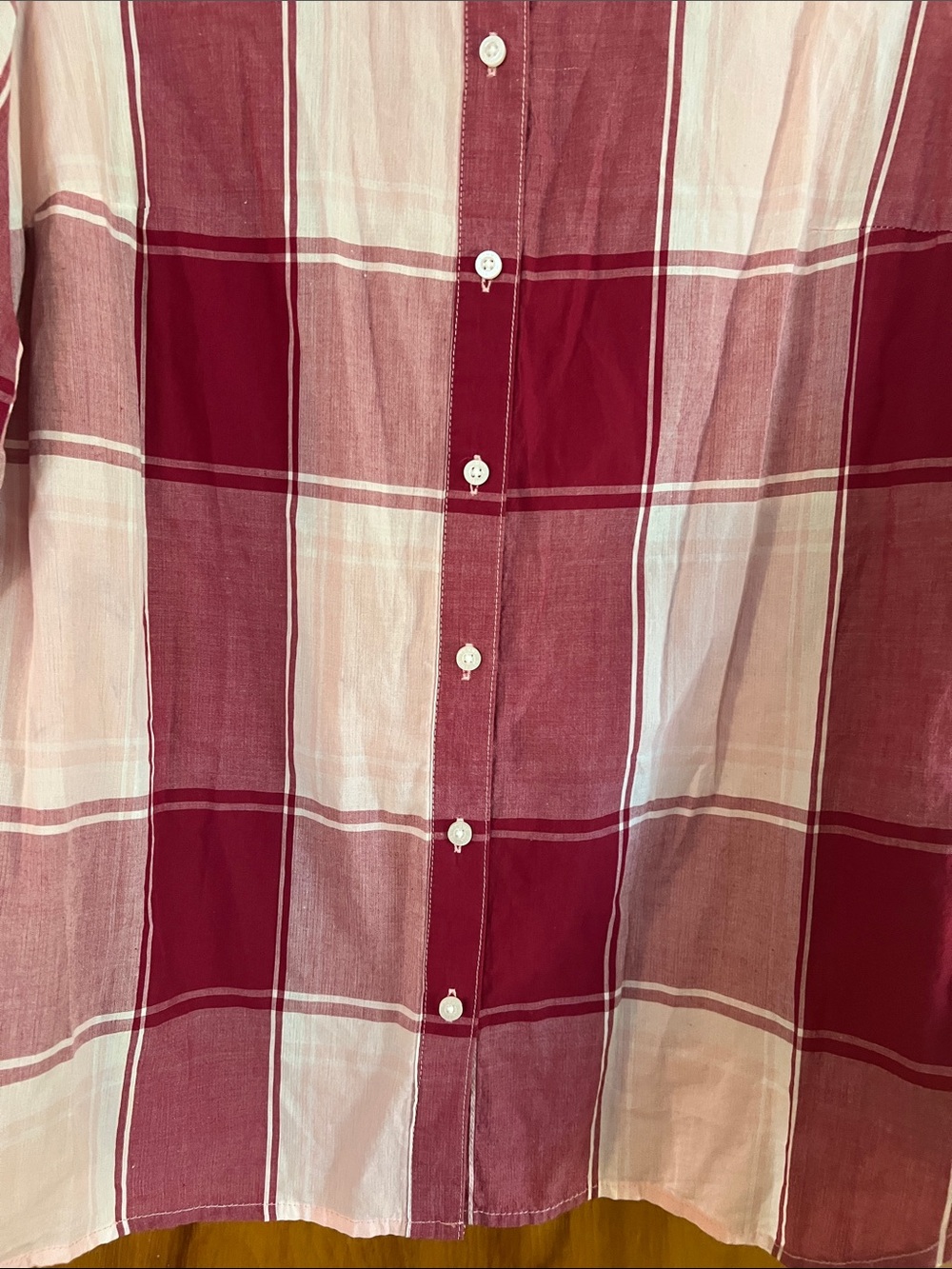 Tommy Hilfiger Red and White Plaid Casual Button-Down Shirt - Picture 2 of 5